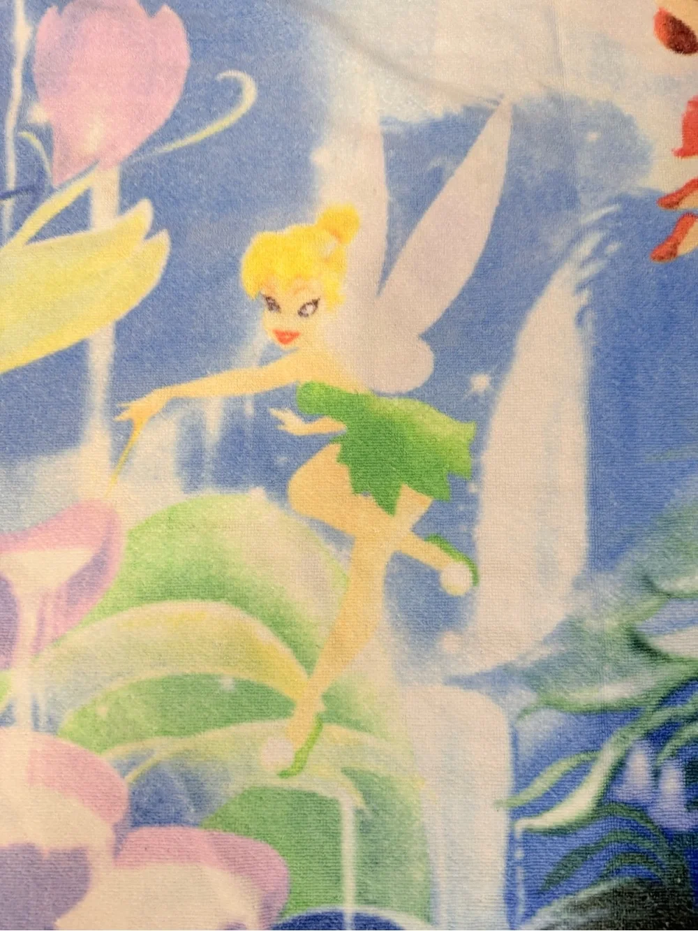 Vintage 2000s Disney Store Disney Fairies Beach Towel Tinker Bell & Friends Cott
